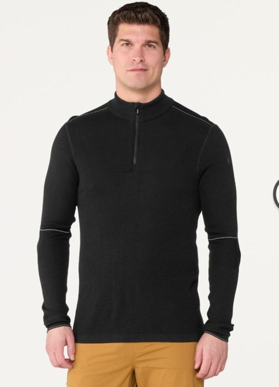 Smartwool Intraknit 250 Merino Wool Mens 1/4 Zip Pullover Large Black Gorpcore